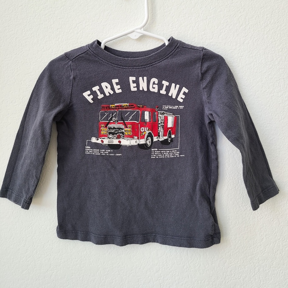 Long Sleeve Fire Engine Graphic Top